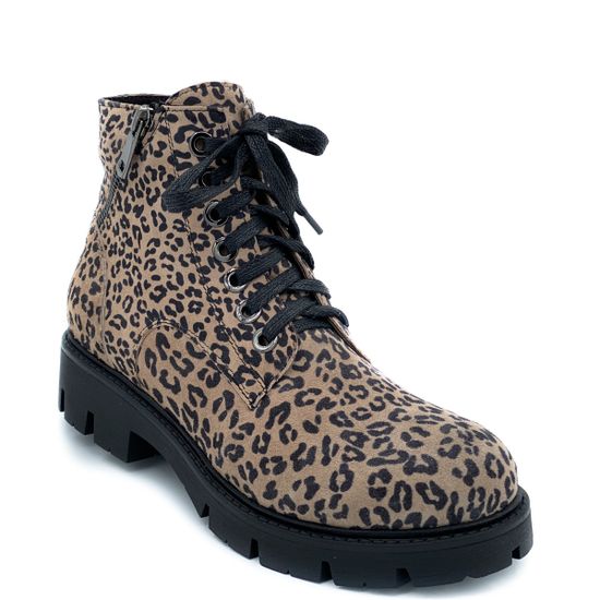 Ботинки Cover черно-рыжие замшевые МЕХ принт леопард - фото 2, 