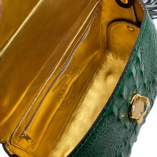 Сумка Marino Orlandi зеленая кожаная крокодил - фото 5, 