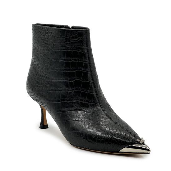 Ботильоны TUFFONI черные кожаные тиснение &quot;крокодил&quot; на байке - фото 2, 3524066LB TUF NERO