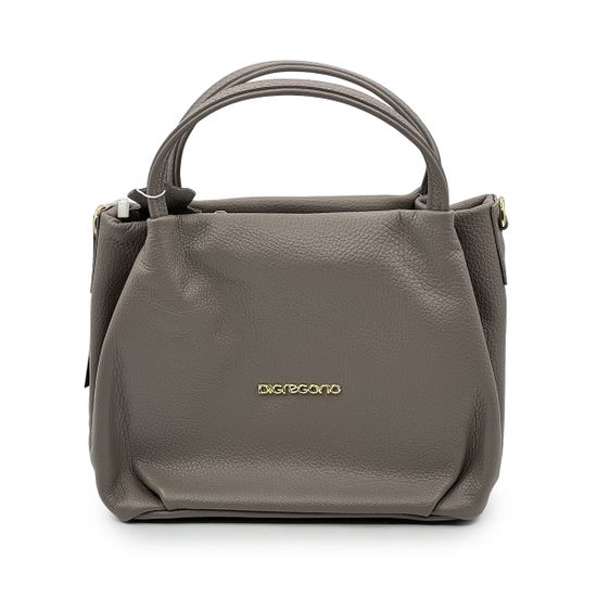 Сумка Di Gregorio светло-серая кожаная - фото 1,