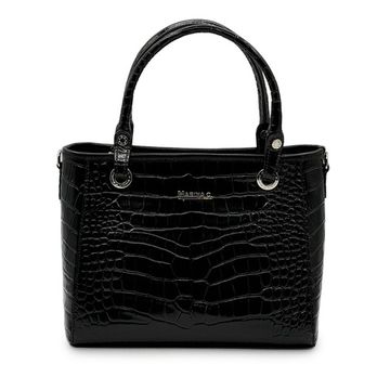 Сумка Marina Creazioni черная кожаная &quot;крокодил&quot; - фото 1, B6930 MC NERO COCCO