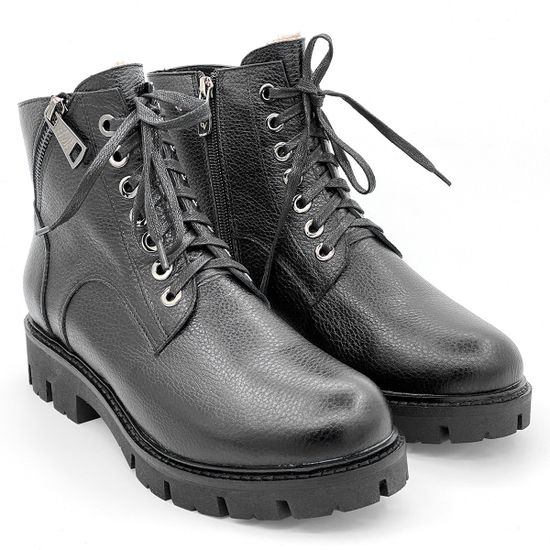 Ботинки Cover черные кожаные МЕХ - фото 7, 522106-2 COV