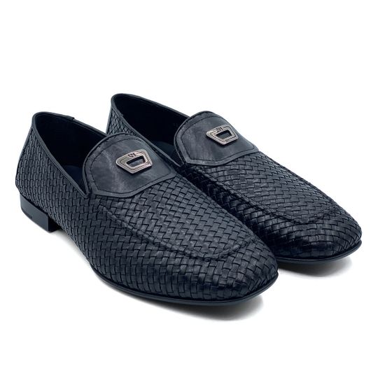 Туфли Giampieronicola черные кожаные плетеные с фурнитурой - фото 7, 43805 GPN