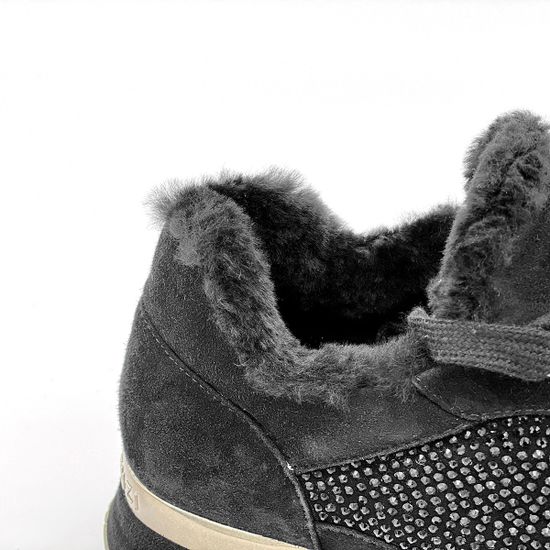 Сникерсы Gianni Renzi черные замшевые МЕХ - фото 6, RA1172D GR