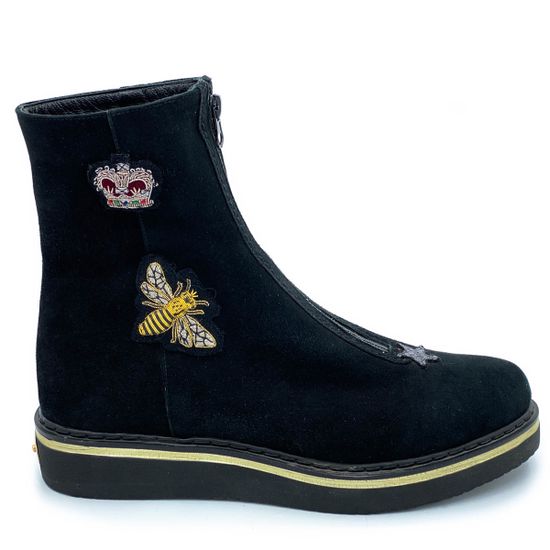 Ботинки Mara черные замшевые МЕХ - фото 1, 