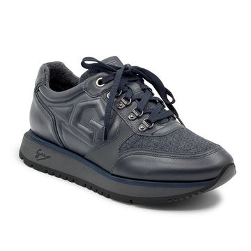 Кроссовки GIAMPIERONICOLA синие кожа/текстиль на байке - фото 2, N393140 GPN BLU