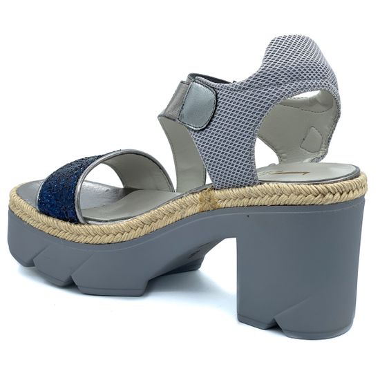 Босоножки Jeannot сине-серебряные кожаные - фото 3, 30181 JN