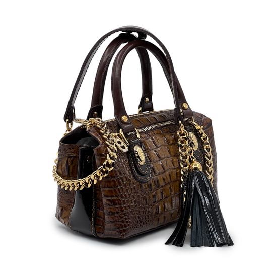 Сумка Marino Orlandi кожаная коричневая тиснение крокодил - фото 2, 4961 MO MORO