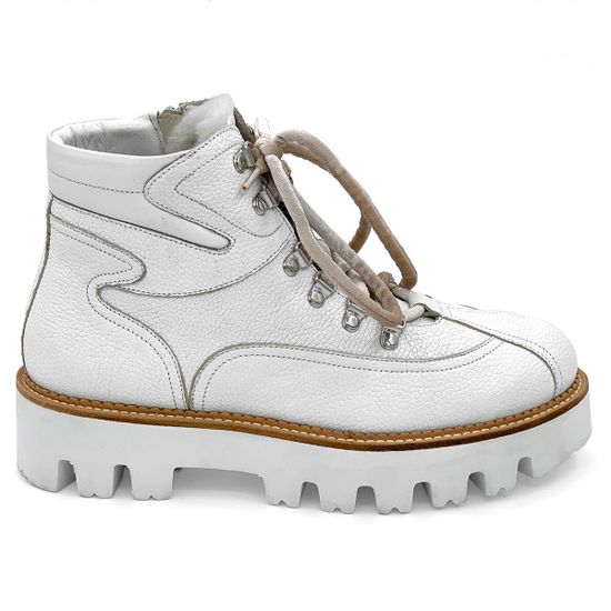 Ботинки Marzetti белые кожаные МЕХ - фото 1, 
