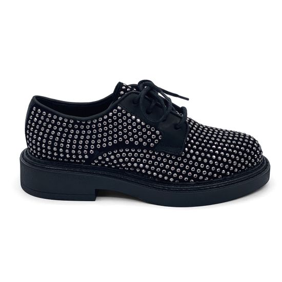 Полуботинки Mimmu черные замшевые демисезонные клепки метал - фото 1, F303M24 MIM MET851