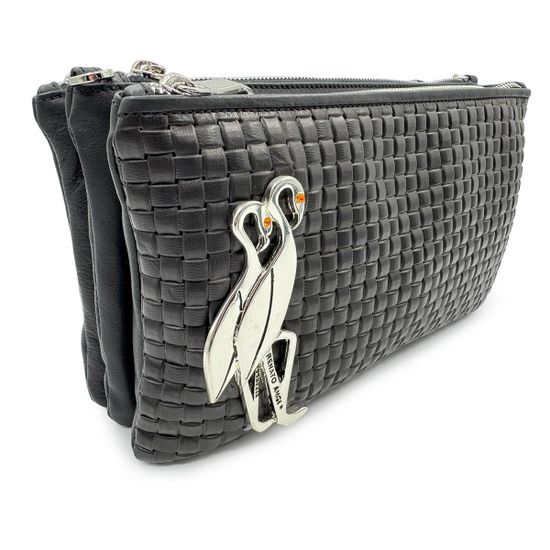 Клатч Renato Angi черный кожаный плетенный "фламинго" - фото 4, 3403717 RA NERO