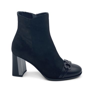 Ботильоны Ilasio Renzoni черные замша/кожа на байке - фото 1, 6615 IR NERO