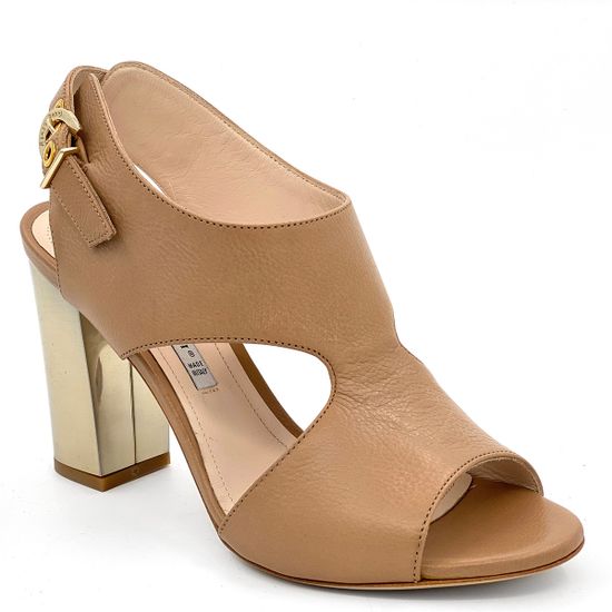 Босоножки Renzi кожаные коричневые на золотом каблучке - фото 2, 522207 RZ