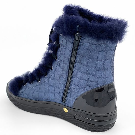 Ботинки Giada Gabrielli синие кожаные МЕХ - фото 3, 