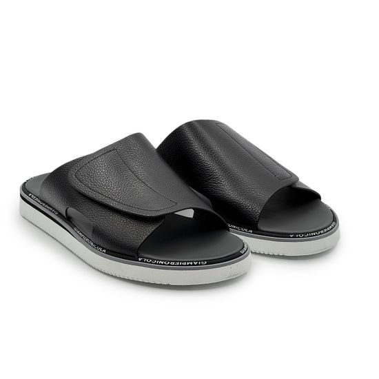 Шлепанцы GIAMPIERONICOLA черные кожаные на липучке - фото 8, A5772A GPN