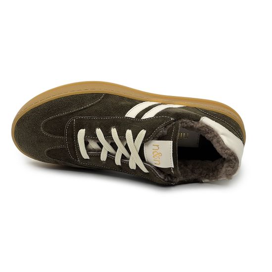 Кеды NILA&NILA коричнево-зеленые замшевые на меху - фото 5,