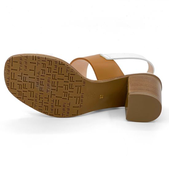 Босоножки Tiffi бело-коричневые кожаные - фото 4, P351/50C TI