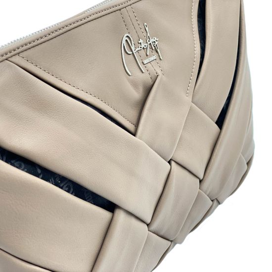 Сумка Renato Angi бежевая кожаная плетеная - фото 4, 