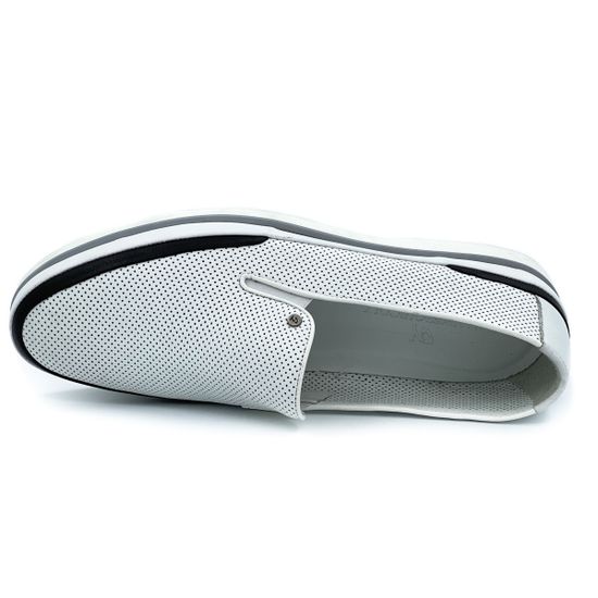 Слипоны Giampieronicola белые кожаные перфорированные - фото 5, 