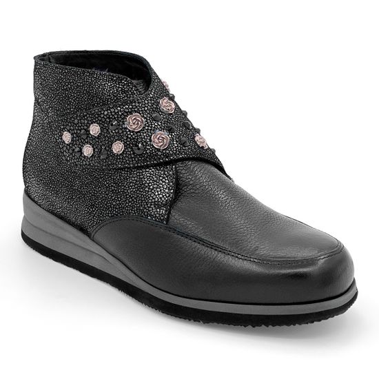 Ботинки Marzetti черные кожаные МЕХ - фото 2, 