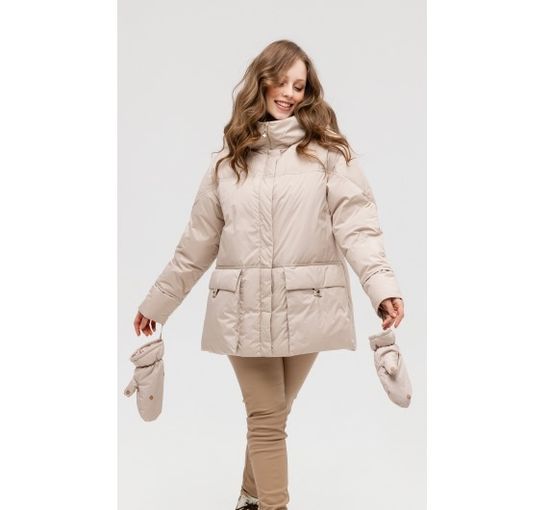 Пуховик Tuffoni светло-бежевый средней длины - фото 1,