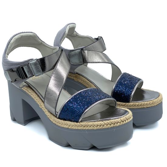 Босоножки Jeannot сине-серебряные кожаные - фото 7, 30181 JN