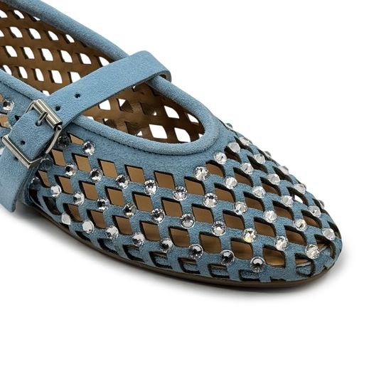 Туфли MIMMU нефритовые из нубука с перфорацией - фото 6, M724M1 MIM BLU