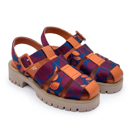 Сандалии NILA&amp;NILA текстиль/кожа бордо/рыжие - фото 7, GIO24002 NIL