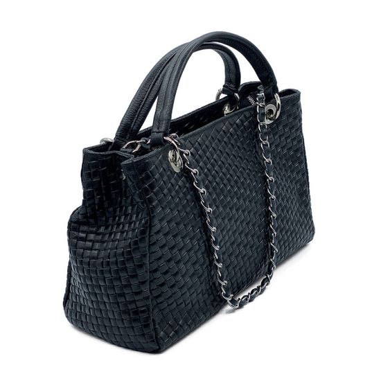 Сумка на плечо MOT CLE  кожаная плетеная черная - фото 2, 