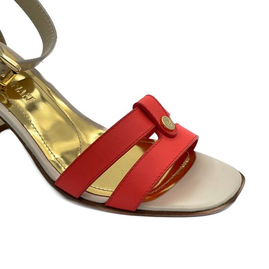 Босоножки Loretta Pettinari бежево-красные кожаные - фото 6, 