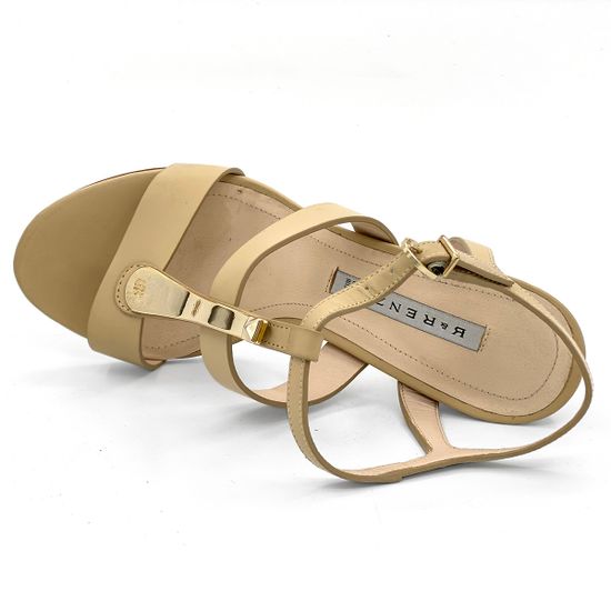 Босоножки Renzi кожаные бежевые с металлическим язычком - фото 5, 521714A RZ