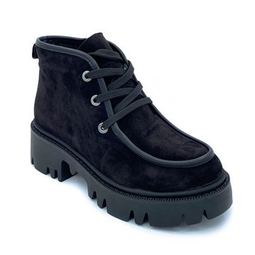 Ботинки Cover черные замшевые МЕХ - фото 2, 895-2-34 COV