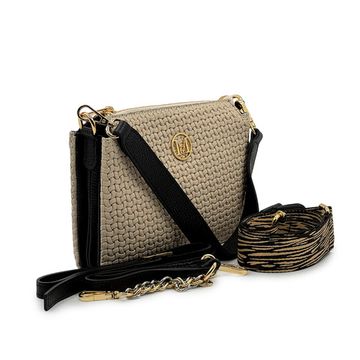 Сумка кросс-боди MOT-CLE бежевая/черная кожаная - фото 2, TRIS MOT BEIGE