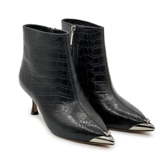 Ботильоны TUFFONI черные кожаные тиснение &quot;крокодил&quot; на байке - фото 9, 3524066LB TUF NERO