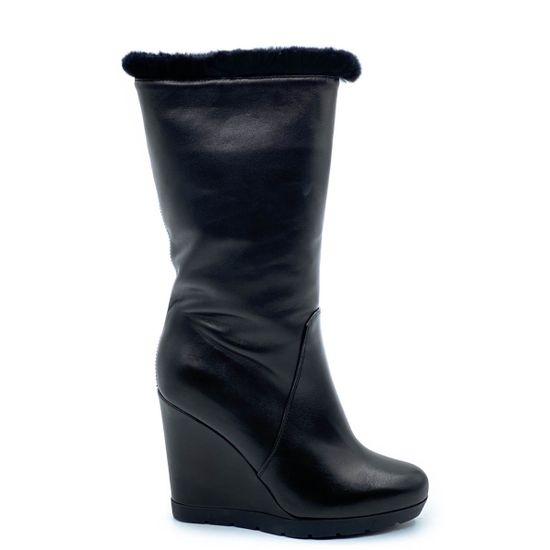 Полусапоги Kelton черные кожаные МЕХ - фото 1, G4332M (2013) KEL