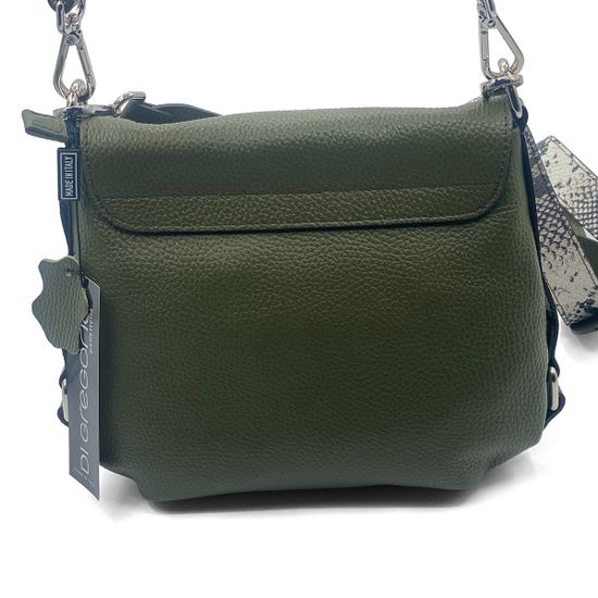 Сумка Di Gregorio зеленая кожаная с ручкой под питон - фото 3, 03237 DG OLIVA