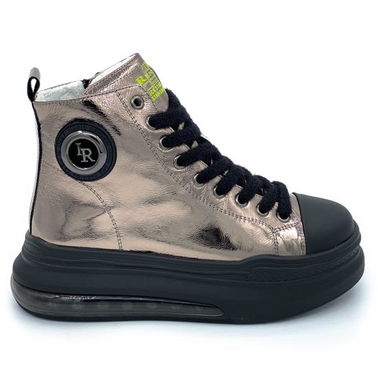 Ботинки Ilasio Renzoni серебряные кожаные МЕХ - фото 1, 