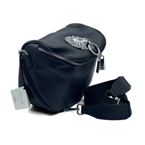 Сумка Renato Angi черная кожаная со львом - фото 2, 