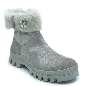 Ботинки Marzetti серебряные замшевые МЕХ - фото 2, 7837MD04 MZ