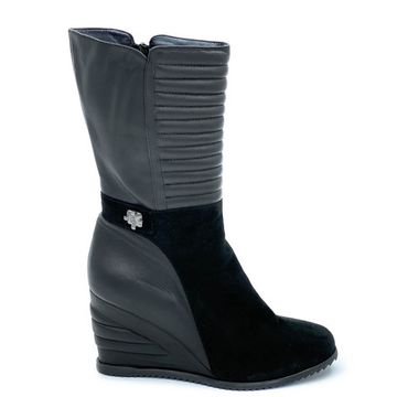 Полусапоги Giorgio Piergentili черные на байке комбинация замши и кожи - фото 1, 9322 GP