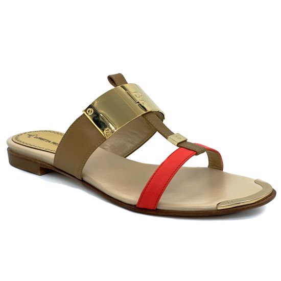 Шлепанцы Loretta Pettinari бежево-красные - фото 2, 