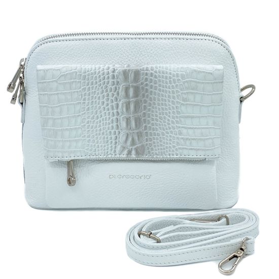 Клатч Di Gregorio белый комбинация гладкой кожи и кожи с тиснением под рептилию - фото 1, 