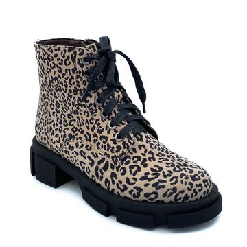 Ботинки Cover бежевые замшевые МЕХ принт - леопард - фото 2, 76916-2 COV