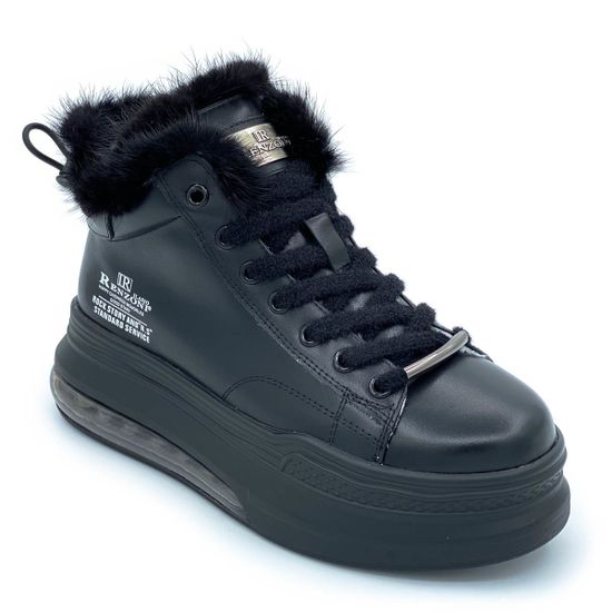 Ботинки Ilasio Renzoni черные кожаные МЕХ - фото 2, 