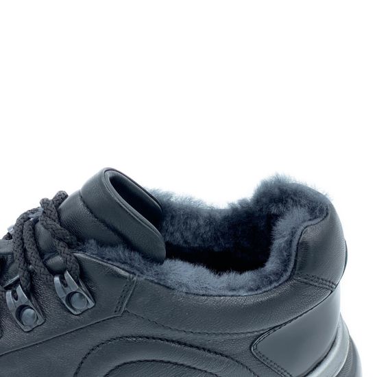 Кроссовки Giampieronicola черные кожаные МЕХ - фото 6, 