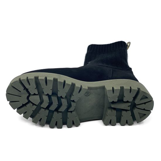 Ботинки Nila Nila черные кожаные на меху на зеленой подошве - фото 4, ZN26285M NIL NERO VERDE