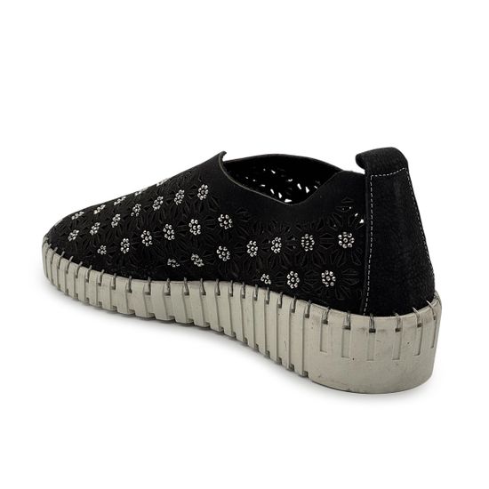 Слипоны Nila Nila черные из нубука с перфорацией - фото 3, ES025YA-175B NIL NERO