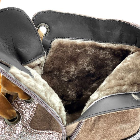 Ботинки Marzetti коричневые замшевые МЕХ стразы - фото 7, 