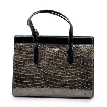 Саквояж Gilda Tonelli зеленый лакированный тиснение &quot;крокодил&quot; - фото 1, 1081 TON VERDE