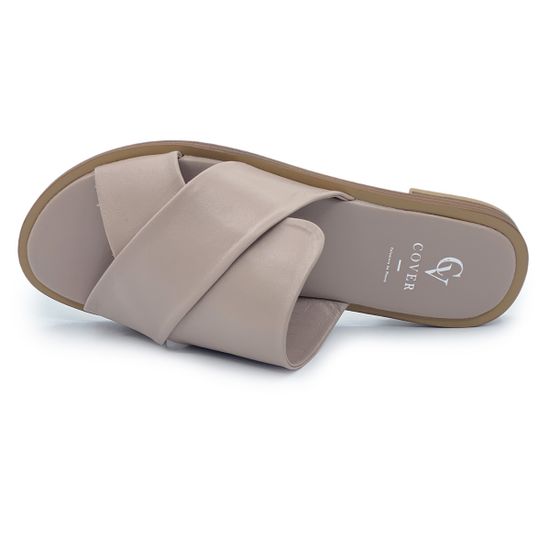 Шлепанцы CV Cover бежевые кожаные &quot;Taupe&quot; - фото 5, 1339-03 COV